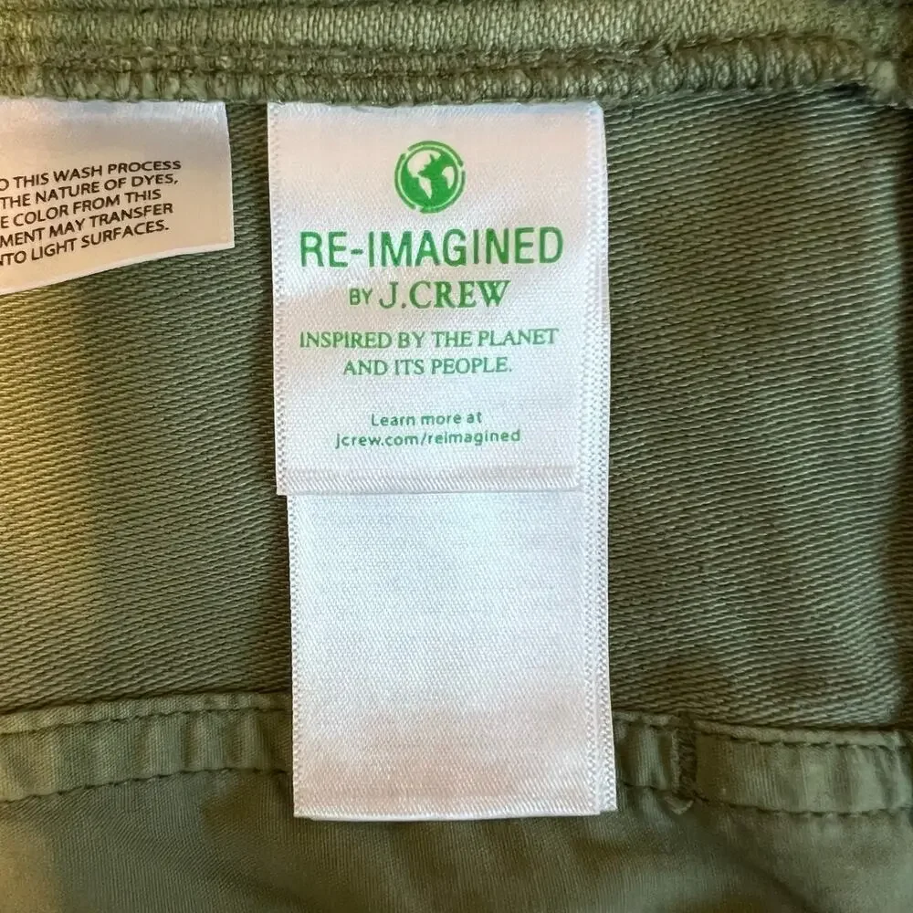 J.Crew Camp Utility Pant Tapered Leg 100% Cotton in Green Style AQ636 Sz. 6 Tall